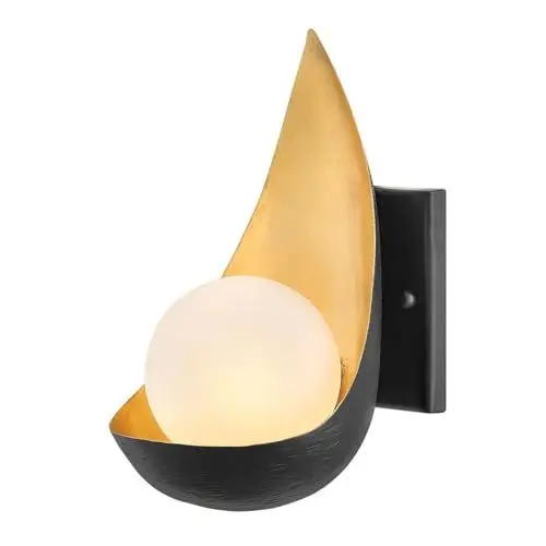 Produktbild: Licht-Erlebnisse Wandlampe Metall LED G9 25,4 cm hoch in Schwarz Weiß Gold 3000 K warmweiß Modern Ambientebeleuchtung Wohnzimmer Flurlampe