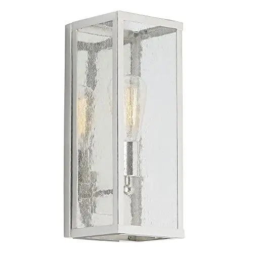 Produktbild: Licht-Erlebnisse Wandlampe innen Glas Metall eckig H:36cm Modern in Nickel für E27 Wandleuchte Flur Treppe Beleuchtung