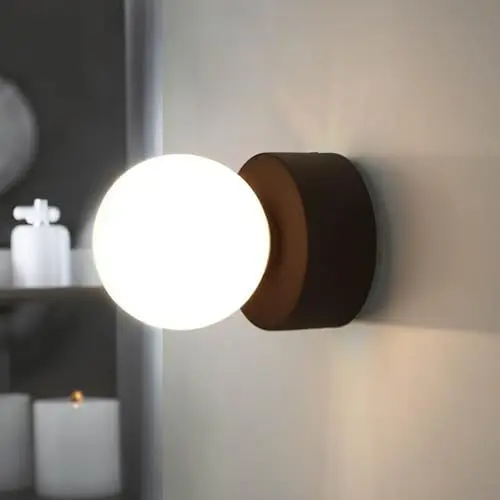 Produktbild: Wandlampe rund Glas Schirm IP44 Ø8cm klein elegant G9 Bad Lampe Badezimmerleuchte Kugellampe