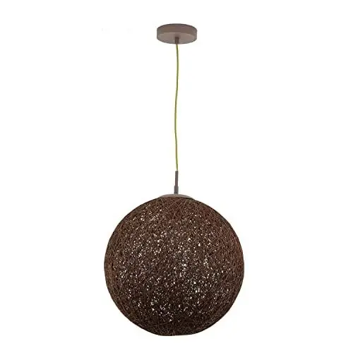 Produktbild: Licht-Erlebnisse Wohnliche Hängelampe TADANO Braun rund Geflecht Ø39cm Modern Kugel Lampe Esszimmer Wohnzimmer