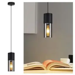 Produktbild: Lichtmaler Pendelleuchte Schwarz Pendellampe Esstisch - Hängeleuchte E27 Küche Glas Schwarz Metall, Hängelampe 1 Flammig Industrie Modern für Esstisch Wohnzimmer Schlafzimmer