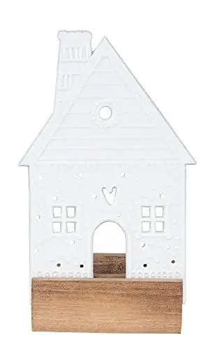 Produktbild: Lichtobjekt Lebkuchenhaus Lebkuchenhäuschen Teelichthalter, Porzellan, weiß