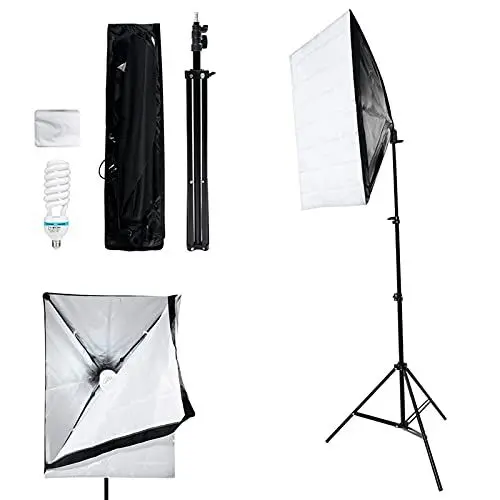 Produktbild: Lichtsystem, professionelles Fotoequipment Kontinuierliches Softbox-Beleuchtungsset mit Glühbirnen für Podcast für Videoaufnahmen für Filmaufnahmen