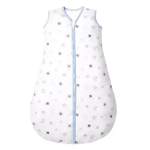 Produktbild: Lictin Baby Schlafsack 2.5 TOG Baumwolle Winterschlafsack Baby Warm Schlafsack Baby Weich Baby Schlafsack Neugeboren Schlafsack Winter Baby Sterne und der Mond 75CM Geeignet für 6-12 Monate