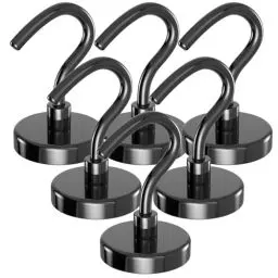 Produktbild: Lictin Magnethaken Schwarz, 47kg Magnethaken Extra Stark für Camping, Werkstatt, Spind, Kleiderhaken mit Magnetische Haken für Outdoor und Camping Zubehör, Haken Ohne Bohren Abnehmbar