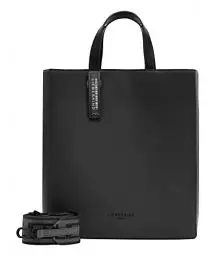 Produktbild: Liebeskind Berlin Paperbag Tote M – Paperbag Tasche aus Leder mit Jacquard-Schultergurt & Logodetails I Damen-Tasche | Leder Handtasche Damen | Women’s Tote Bag