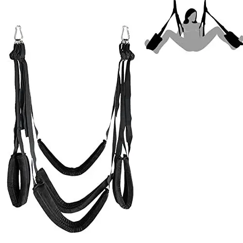 Produktbild: Liebesschaukel Sexschaukel Tür und für die Decke,Deluxe Liebesschaukeln Sex Möbel mit 5 Extra Breite Polstern,Sex Swing Belastbar Bis 100kg,BDSM Sexspielzeug für Paare Extrem Sex (Schwarz)