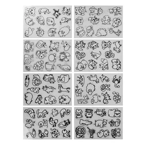 Produktbild: 8 Stück Schrumpffolien, Bastelbedarf, Materialien, Niedliches Tiermuster, Schrumpffolie aus Kunststoff, Kunstpapier für DIY-Schlüsselanhänger, Anhänger, Basteldekoration (Tiermodelle Tier)