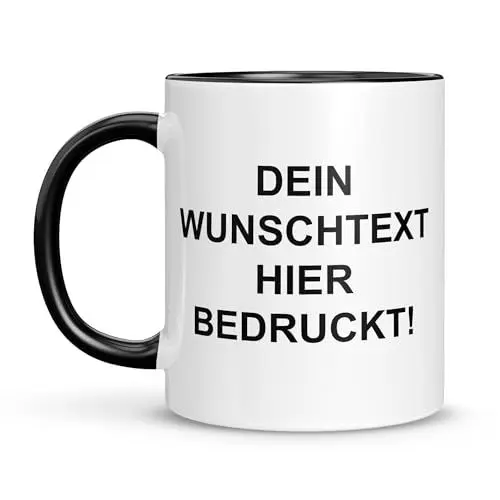 Produktbild: LIEBTASTISCH Personalisierte Tasse – Tasse mit Namen – Spülmaschinen- & Mikrowellengeeignet – In Deutschland bedruckt – 330 ml – Tasse personalisiert & beidseitig bedruckt – Tasse bedrucken (Schwarz)