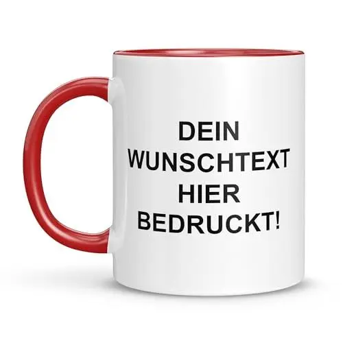 Produktbild: LIEBTASTISCH Personalisierte Tasse – Tasse mit Namen – Spülmaschinen- & Mikrowellengeeignet – In Deutschland bedruckt – 330 ml – Tasse personalisiert & beidseitig bedruckt – Tasse bedrucken (Rot)
