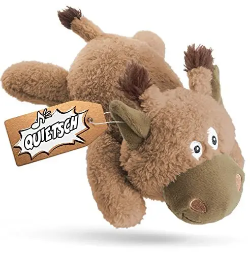 Produktbild: LIEMAN® Welpenspielzeug Hunde Welpen Stofftier 15 x 28 cm I Weiches & Robustes Material I Welpenplüschspielzeug mit Quietsch-Funktion & Zahnreinigungseffekt & Das perfekte Kuscheltier für Ihren Welpen