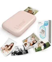 Produktbild: Liene 2 x 3 Tragbarer Fotodrucker mit 50 Blatt Zink Selbstklebendes Fotopapier, Bluetooth 5.0, Kleiner, für iOS & Android Smartphone, Mini Sofortbilddrucker für iPhone (Rosa)