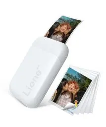 Produktbild: Liene 2x3'' Mini Fotodrucker Smartphone, Mini Tragbarer Sofortbilddrucker mit 5 Zink Klebepapier, Bluetooth 5.0, Kompatibel mit IOS & Android, Kleiner Handy Fotodrucker für iPhone - Weiß