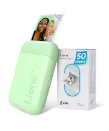 Produktbild: Liene Fotodrucker Smartphone, Tragbarer Sofortbilddrucker mit 50 Zink-Klebepapier, Bluetooth 5.0 Fotodrucker Smartphone, kompatibel mit iOS/Android Smartphone, Kleiner Fotodrucker für iPhone (Grün)