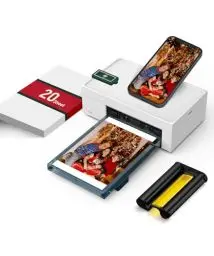 Produktbild: Liene Fotodrucker Smartphone mit Wiederaufladbarer Akku, WiFi, 10x15cm 20 Fotopapiers und 1 Patrone, 300DPI Farbsublimation Sofortbilddrucker, Handy Drucker für Reisen/Heimgebrauch