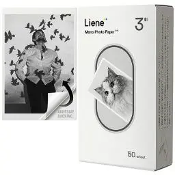 Produktbild: Liene Schwarz Weiß Fotopapier 2x3-50 Blatt 50x76 mm Premium Fotopapier mit Selbstklebender Rückseite, Mono Sofortfotopapier für Scrapbook, Retro & individuell
