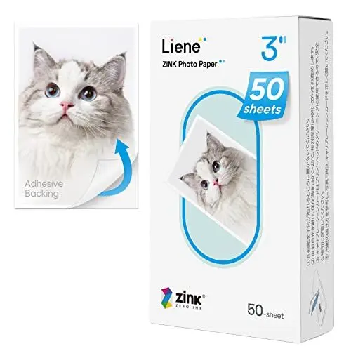 Produktbild: Liene Zink Fotopapier 2x3''(50 Stück), kompatibel Mini Fotodrucker, 50x76mm Premium Fotopapier mit Selbstklebender Rückseite, Sofortbildfilm