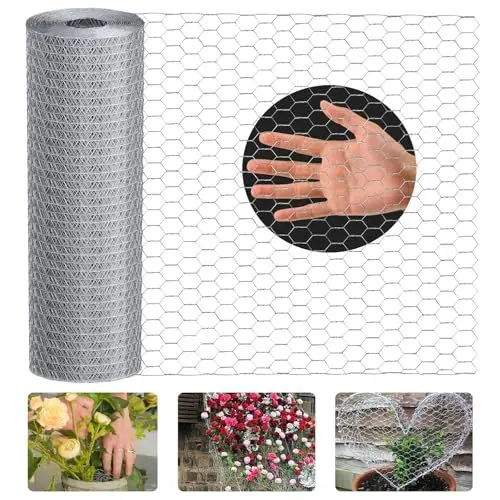 Produktbild: Lienffy Hühnerdraht für Blumenarrangements, Garten Geflügel Netting - 0.45 × 12m feuerverzinkt 1.9cm Loch Größe Hexagonal Draht Gartenzaun für Blumen Handwerk Huhn Coop Barriere Kaninchenkäfig, Silber