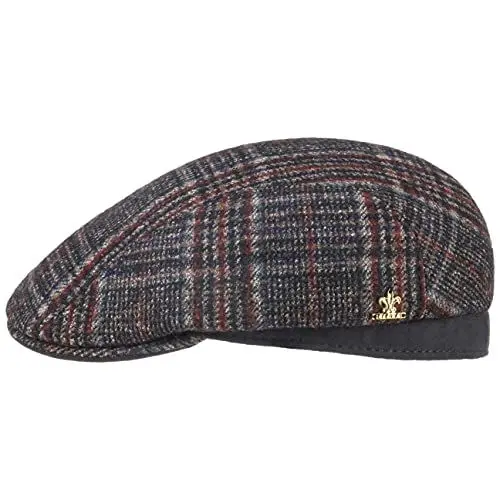 Produktbild: LIERYS Burndell Check Flatcap - Schirmmütze kariert/gestreift - Alpaka-Mix Wollcap - Unisex Herbst/Winter - Made in Italy dunkelblau 55 cm