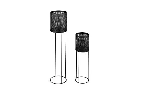 Produktbild: LIFA LIVING Pflanzenständer Set aus schwarzem Metall, 2 Moderne Deko Blumenständer für den Innenbereich, Wohnzimmer, Schlafzimmer, Flur, bis zu 1,5 kg