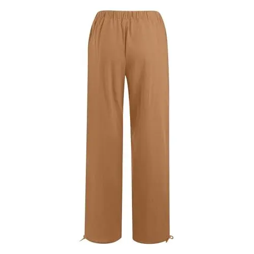 Produktbild: LIFANDFK Sommer Hosen Frauen Freizeithose Damen Sommer Sommer Hose Leinenhose Weiß Damen Sommerhose Damen Leicht Elegant Damen Capri Capri Hose Damen Locker Hose Damen Weites Bein
