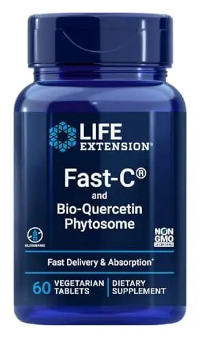Produktbild: Life Extension - Fast C® und Bio-Quercetin Phytosome | Optimierte Formel für schnellen Vitamin C-Effekt und Antioxidans-Schutz - 60 Tabletten