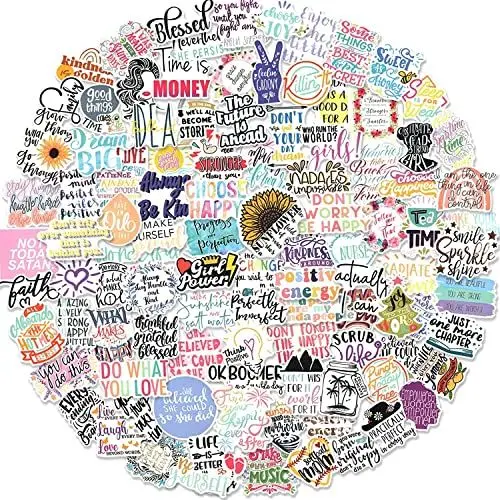 Produktbild: LIFEBE 100 Stück inspirierende Zitate-Aufkleber,schöne ansprechende Motivationsaufkleber für Jugendliche und Erwachsene,wasserdichte Vinyl Aufkleber für Laptop,Wasserflaschen,Scrapbooking,Mappen
