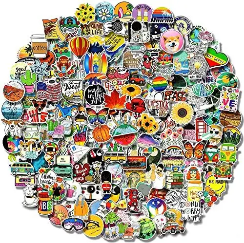 Produktbild: LIFEBE 300 Stück Vinyl Aufkleber Pack, bunte wasserfeste VSCO Aufkleber, niedliche ästhetische Aufkleber.Für Laptop, Handy, Wasserflasche, Skateboard·· für Teens, Mädchen, Kinder