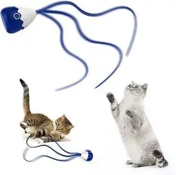 Produktbild: lifefav Katzenspielzeug für Hauskatzen, 2-in-1 magisches Silikon-Schwanzspielzeug, automatisches interaktives Katzenstab-Spielzeug, wiederaufladbares Übungsspielzeug für Kätzchen (Blau)