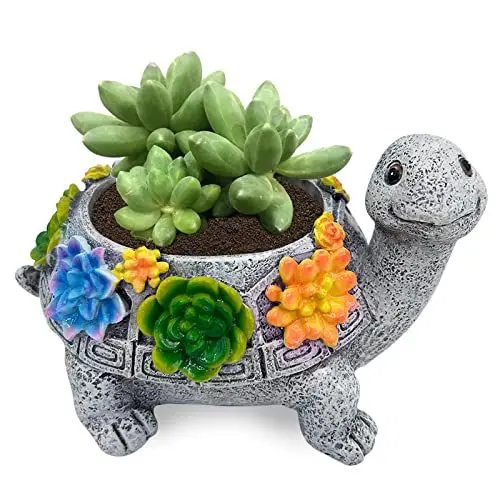 Produktbild: Gartendeko Schildkröte Sukkulenten Blumentopf Niedlichen Tierförmigen Blumentöpfe Dekoration Harz Kaktus Pflanze Töpfe für Home Office Schreibtisch Mini Ornament Blumentöpfe Balkon Deko