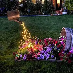 Produktbild: lifemet Solar Gießkanne Lampe Gartendekoration-wasserdichte Kupfer aussen Skulptur Schmuck Stern LED Fee Kunst Dekoration Wasserfall Licht Hängegarten (mit Halterung)