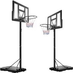 Produktbild: LIFERUN Basketballkorb Outdoor, Verstellbare Korbhöhe von 230 bis 305 cm, Basketballständer mit 110x70cm Rückwand, für Kinder Jugendliche Erwachsene Verwendung in Hinterhöfen, Gärten, Garagen