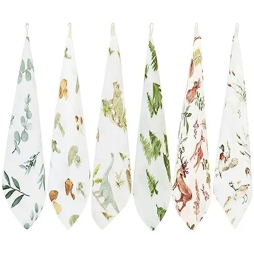 Produktbild: LifeTree Baby Musselin Waschlappen, 6 Stück weiche Bambus Baumwolle Baby Handtuch für Jungen und Mädchen, 26x26 cm Waschlappen Kinder Tücher