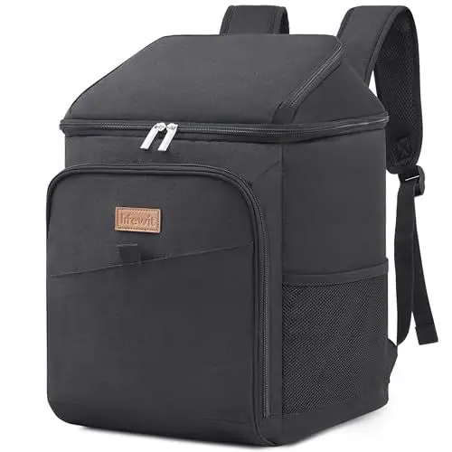 Produktbild: Lifewit 32L, 34 Dosen, isolierte Kühltasche, Große kühlrucksack, auslaufsichere tragbare Lunchtasche, weiche Kühlbox für Outdoor, Picknick, Strand, BBQ, Camping, Reisen, Familie, Schwarz
