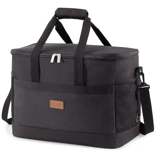 Produktbild: Lifewit 33L Kühltasche Groß faltbar Kühlkorb Kühlbox Thermotasche Picknicktasche für Lebensmitteltransport, Schwarz