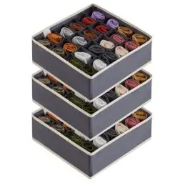 Produktbild: Lifewit 3 Stück Socken Unterwäsche Schubladen Organizer, 24 Zellen Ordnungssystem Kleiderschrank Schrank Organizer, Wickelkommode Organizer Aufbewahrungsboxen für Kleidung Underwear Krawatten, Grau