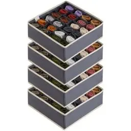 Produktbild: Lifewit 4 Stück Socken Unterwäsche Schubladen Organizer, 24 Zellen Ordnungssystem Kleiderschrank Schrank Organizer, Wickelkommode Organizer Aufbewahrungsboxen für Kleidung Underwear Krawatten, Grau