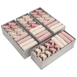 Produktbild: Lifewit 4er Set HEMNES Doppelorganizer für Kommode, Wickeltisch, Kleiderschrank Organizer, Schubladen, Ordnungssystem für Wickelutensilien, Kinderkleidung, Socken, BH, Unterwäsche