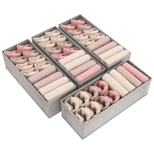 Produktbild: Lifewit 4er Set HEMNES Doppelorganizer für Kommode, Wickeltisch, Kleiderschrank Organizer, Schubladen, Ordnungssystem für Wickelutensilien, Kinderkleidung, Socken, BH, Unterwäsche
