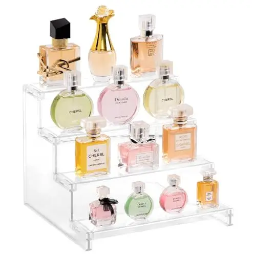 Produktbild: Lifewit 4-stufiger klarer Display Ständer, 1 Stück Kunststoffständer für Präsentation, Plastik Organizer für Figuren, Cupcakes, Schreibtischständer zum Ordnen und Dekorieren, 22.8cm