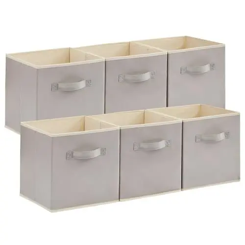 Produktbild: Lifewit 6 Stück Aufbewahrungsbox aus Stoff, Faltbar Aufbewahrungswürfel Kallax Boxen Aufbewahrung aus Vliesstoff mit Griff für Würfelregal Kallax Boxen Regal Einsatz, 30x30x30cm,Hellgrau