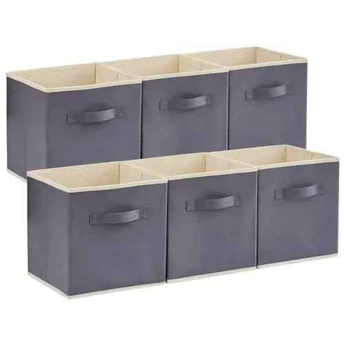 Produktbild: Lifewit 6 Stück Aufbewahrungsbox aus Stoff, Faltbar Aufbewahrungswürfel Kallax Boxen Aufbewahrung aus Vliesstoff mit Griff für Würfelregal Kallax Boxen Regal Einsatz, 30x30x30cm, Grau