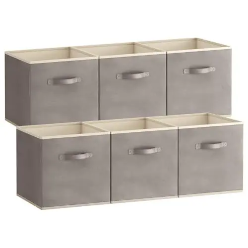 Produktbild: Lifewit 6 Stück Aufbewahrungsbox aus Stoff, Faltbar Aufbewahrungswürfel Kallax Boxen Aufbewahrung aus Vliesstoff mit Griff für Würfelregal Kallax Boxen Regal Einsatz, 33x38x33cm, Hellgrau