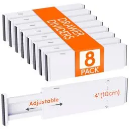 Produktbild: Lifewit 8 Set Schubladentrenner für Innenlänge 32–56cm & Höhe＞10.5cm Schubladen, Verstellbar Schubladen Trenner Organizer Ordnungssystem für Küche/Bestecken/Kleiderschränke/Schreibtisch, Weiß