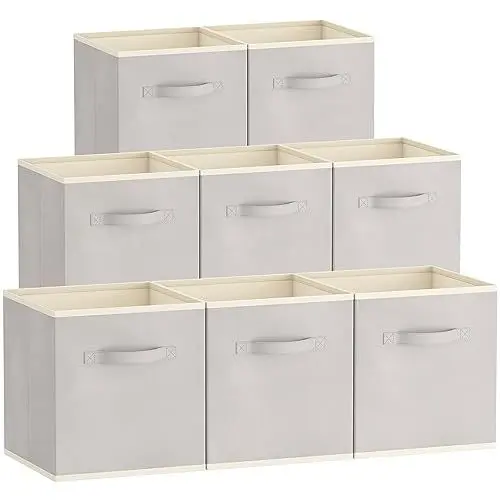 Produktbild: Lifewit 8 Stück Aufbewahrungsbox aus Stoff, Faltbar Aufbewahrungswürfel Ordnungsboxen Aufbewahrung aus Vliesstoff mit Griff für Würfelregal Ordnungsboxen Regal Einsatz, 26,5 X 26,5 X 28 Cm,Hellgrau