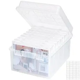 Produktbild: Lifewit Aufbewahrungsbox, 13x18cm 5R, Foto-Organizer, 9 innere Bildbehälter, durchs. Fotoboxen, Samenaufbewahrung, Bastelbox f. Karten, Bilder, Stempel, Bürobedarf, mit 1 Blatt Etikettensticker