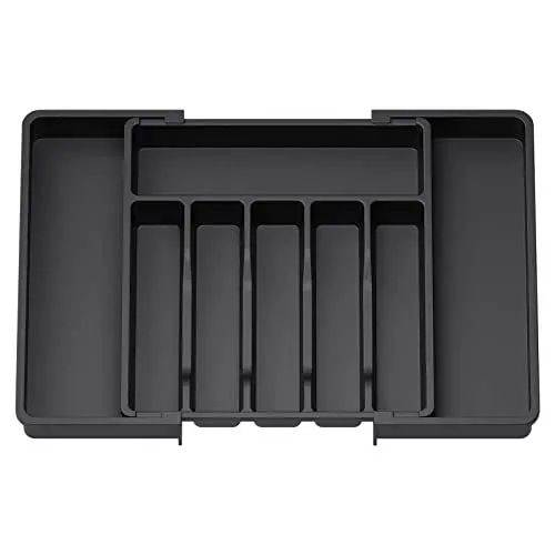 Produktbild: Lifewit Besteckkasten für Schubladen,Verstellbarer Besteckhalter Utensilienhalter für Küchenschubladen, Schubladeneinsatz Besteckeinsatz für Küche Organizer aus Kunststoff für Löffel,Gabeln, Schwarz