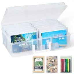Produktbild: Lifewit Foto Aufbewahrungsbox, 10x15cm, Foto Box, 14 innere Fotofächer, transparente Foto Aufbewahrung, Puzzle Aufbewahrungsbox aus Kunststoff für Saatgut, Karten, Bastelzeug, Aufkleber