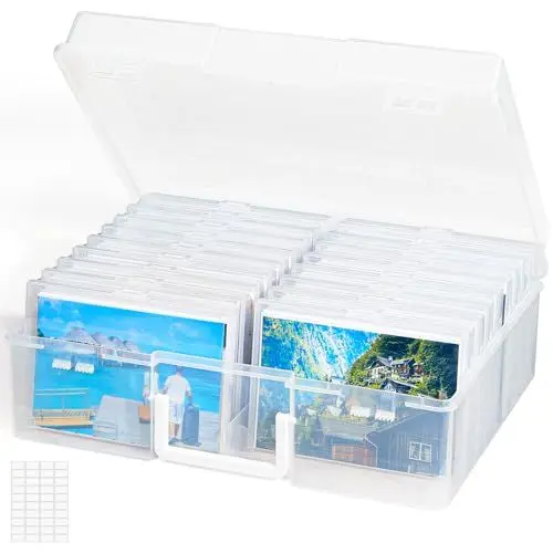 Produktbild: Lifewit Foto Aufbewahrungsbox mit 18 PCS innere Fotohalter, Fotobox 10,1 x 15,2 cm, durchsichtige Fotoboxen zur Aufbewahrung, Foto Organizer Box aus Kunststoff für Saatgut Karten Handwerk Aufkleber