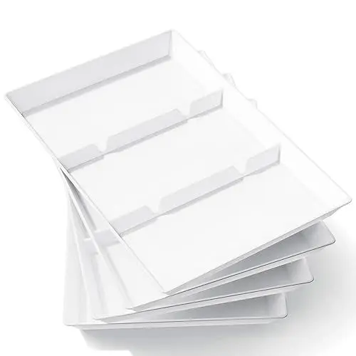 Produktbild: Lifewit Geteiltes Serviertablett, Plastik, 4 Stck. weiß, Wiederverwendbare Tabletts für Speisen, Tee/Getränke/Snacks Tablett für Küche, Bar, Restaurant, 38,1 x 25,4 cm